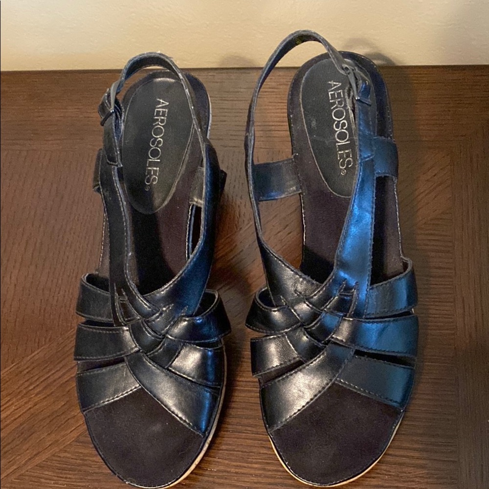 AEROSOLES Black Strappy Sandals with Heel